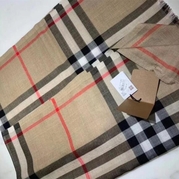 Bueberry Check Silk And Wool Blend Scarf - Picture 1 of 6